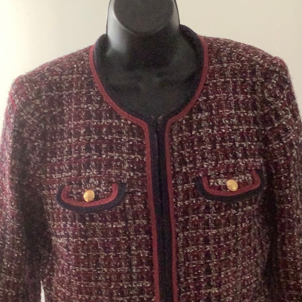 Talbots Tweed Blazer with Gold Buttons and Pockets Size 8 - Picture 2 of 14
